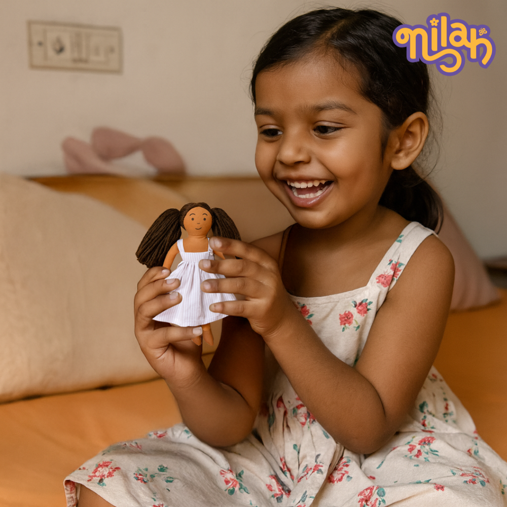 Single Doll - Mira- Nilah's Younger Sister in Baby Doll Dress, Warm, Cotton Fabric Toy