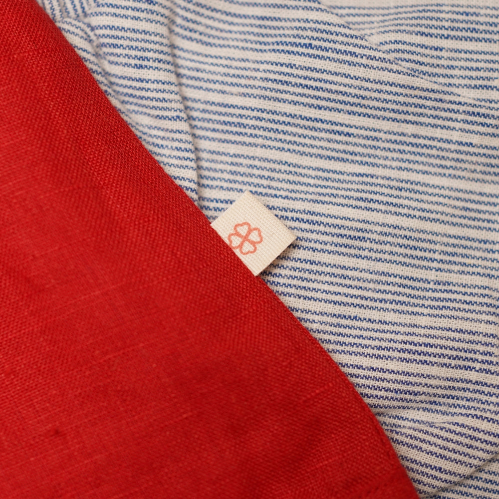 Baby Girl Red Linen Top and Blue Shorts - Set of 2
