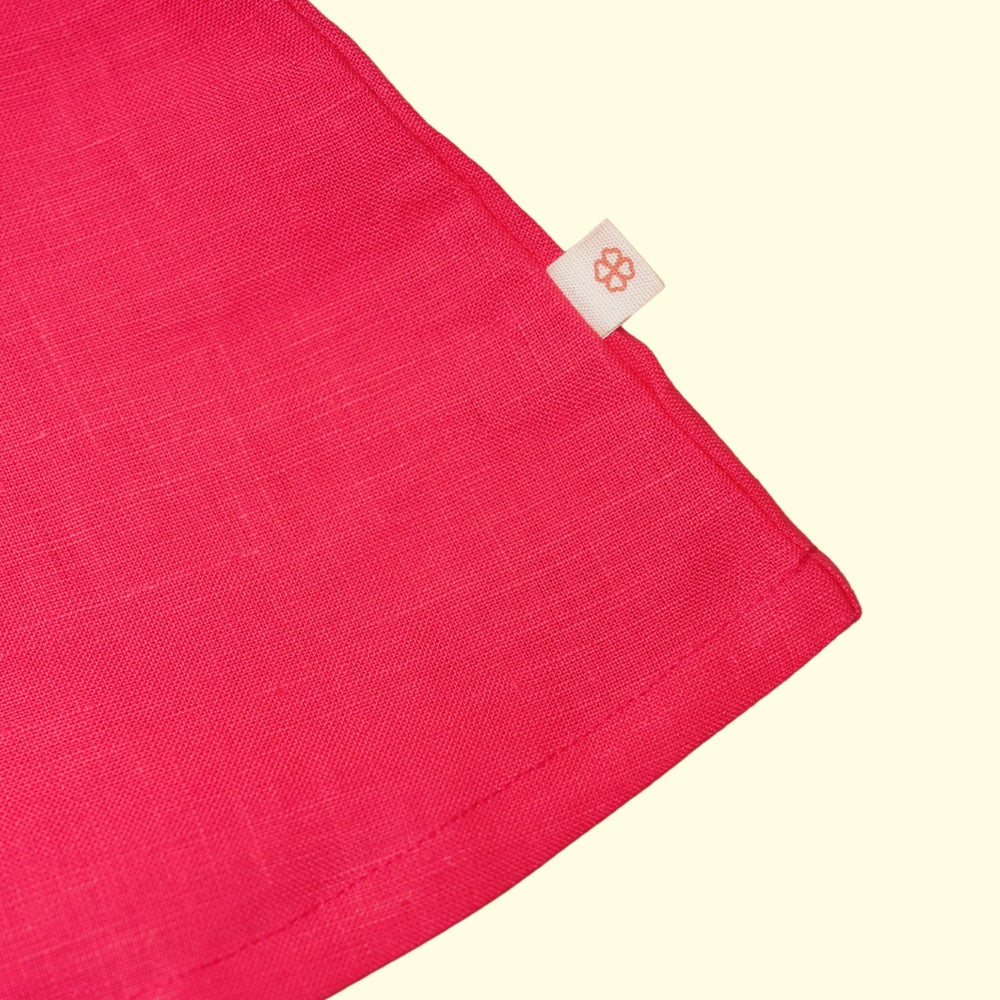 Baby Girl Pink Linen Frock with Lace