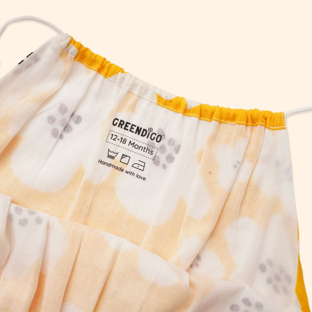 Baby Girl Yellow Printed Cotton Kurta with Pallazo and Dupatta - Set of 3