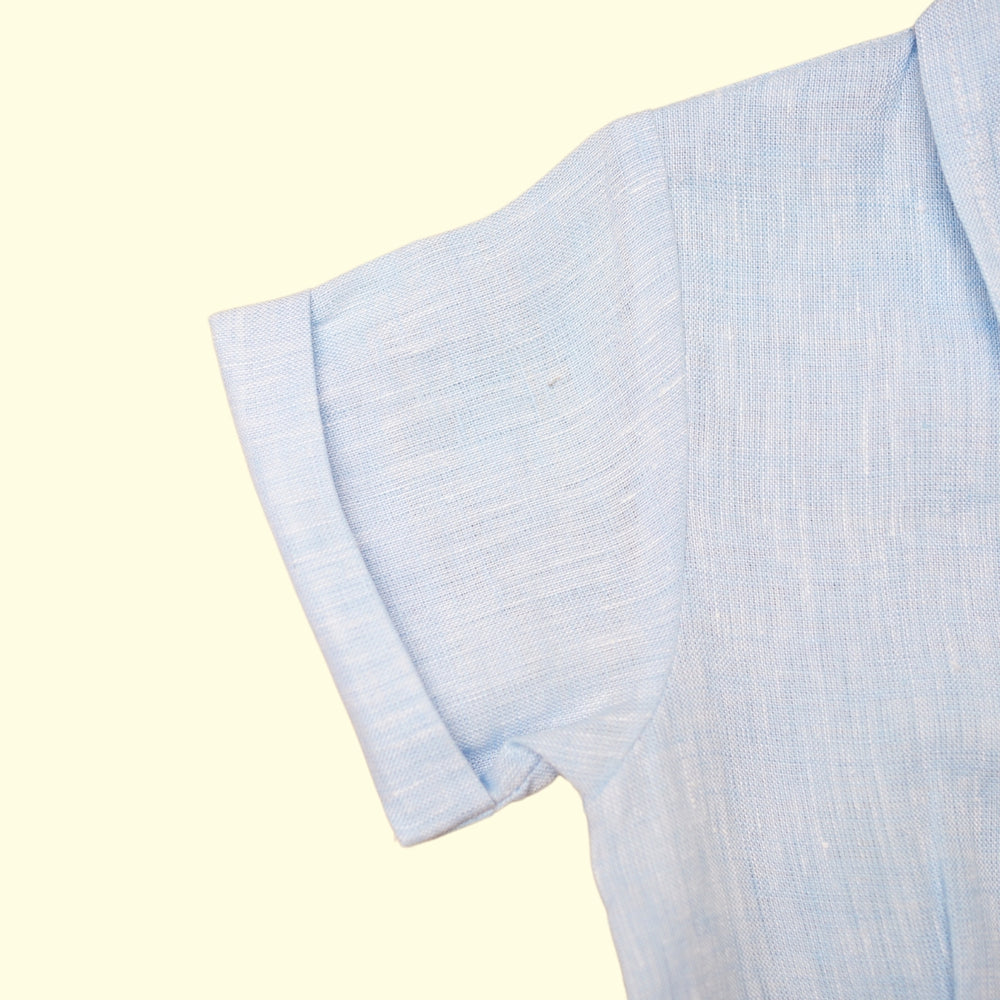 Baby Boy Blue Linen Romper