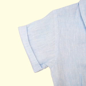 Baby Boy Blue Linen Romper