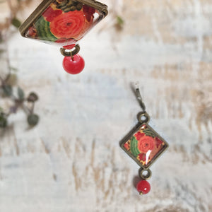 Hanging Earrings with Bead - Gul-Andar-Gul Naqashi Kashmir