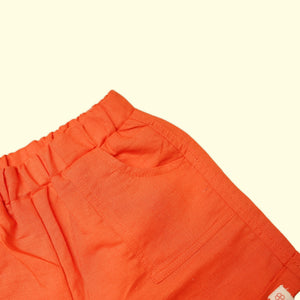 Baby Boy Off White Schiffli Shirt & Orange Shorts - Set of 2