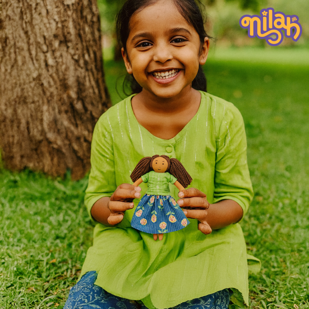 Single Doll - Mira- Nilah's Younger Sister in Classic Blue , Warm, Cotton Fabric Toy