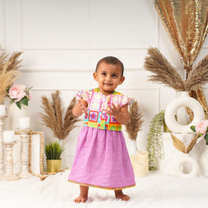 Baby Girl Purple Printed Cotton Lehenga Choli - Set of 2