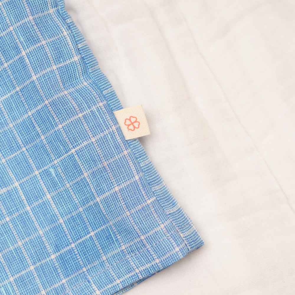 Baby Boy Blue Linen Shirt with White Pants - Set of 2