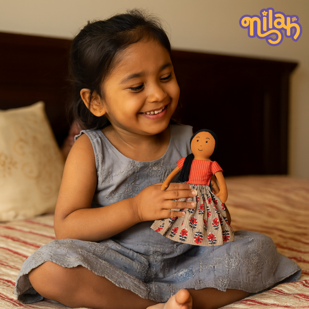 Single Doll - Malai - Nilah's Elder Sister in Classic Grey, Warm, Cotton Fabric Toy