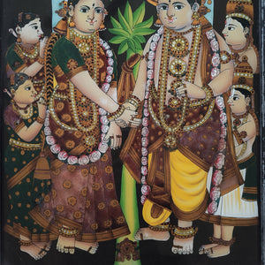 Vintage Glass Painting - Krishna with Radha