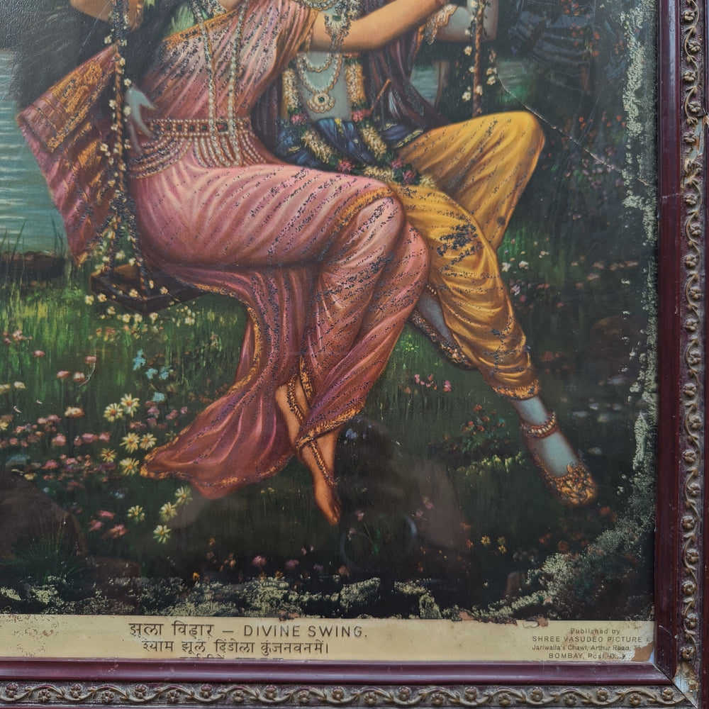 Vintage Decorated  Chromolithograph - Divine Swing
