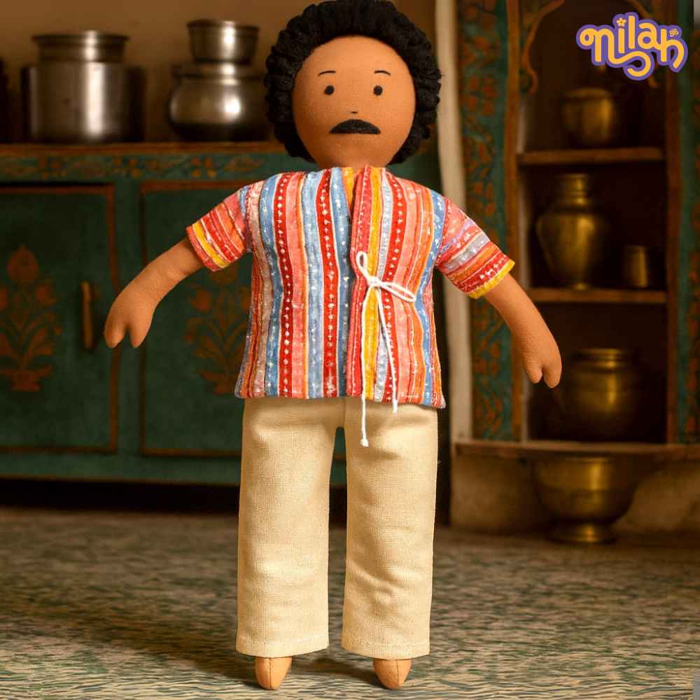 Single Doll - Nilah's Appa in Multicolour Shirt, Warm, Cotton Fabric Toy