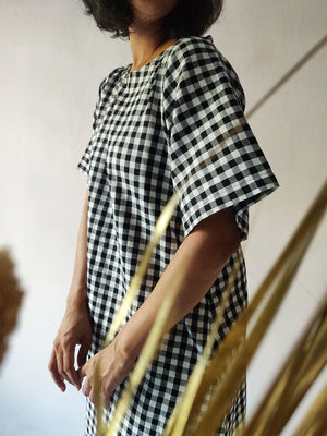 Checkered Tie-back Dress