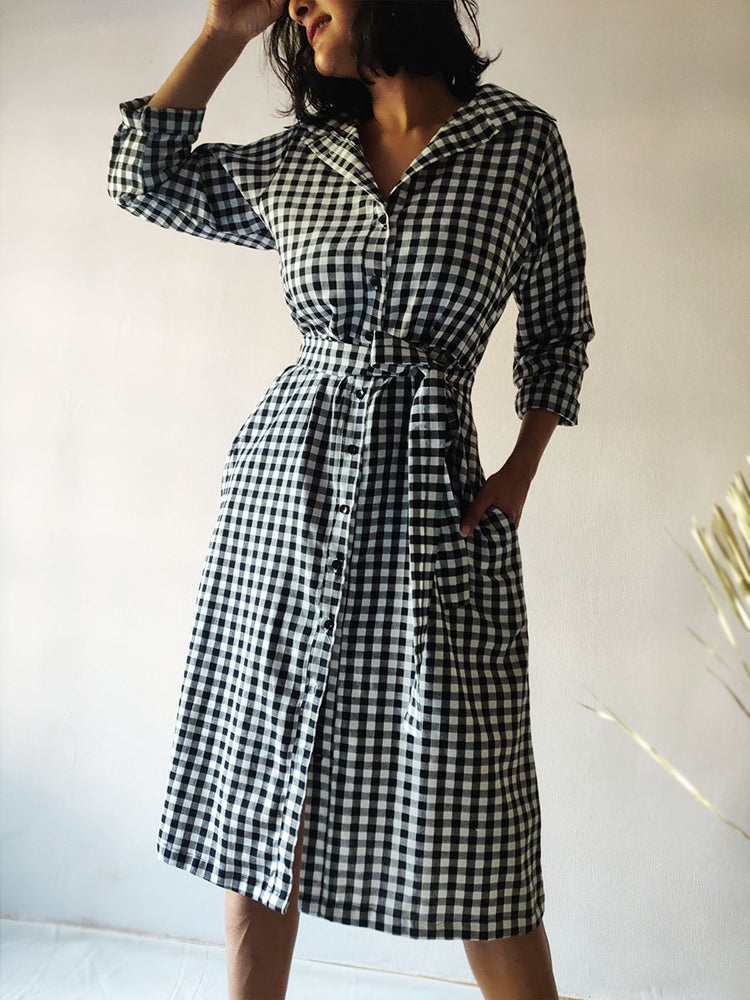 Checkered Shirt Dress