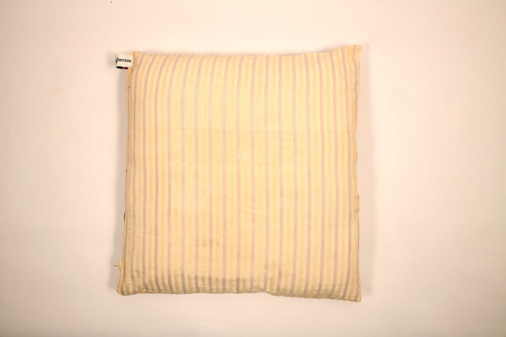 Silk Cushion Cover in Seersucker in Beige & Purple - Set of 2