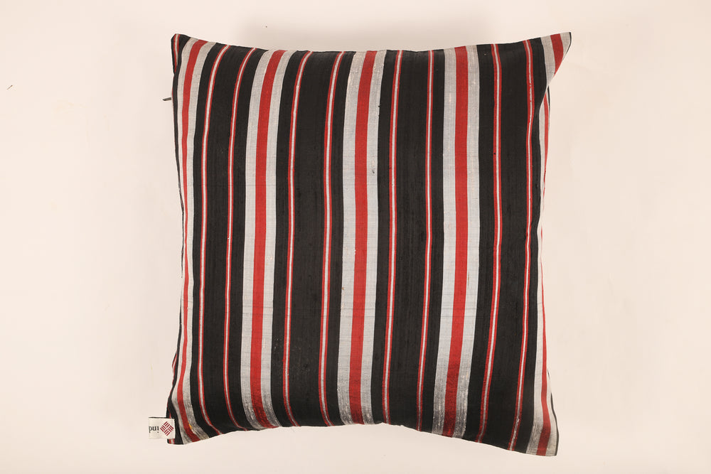 Silk Cushion Cover in Red Stripes - Set of 2