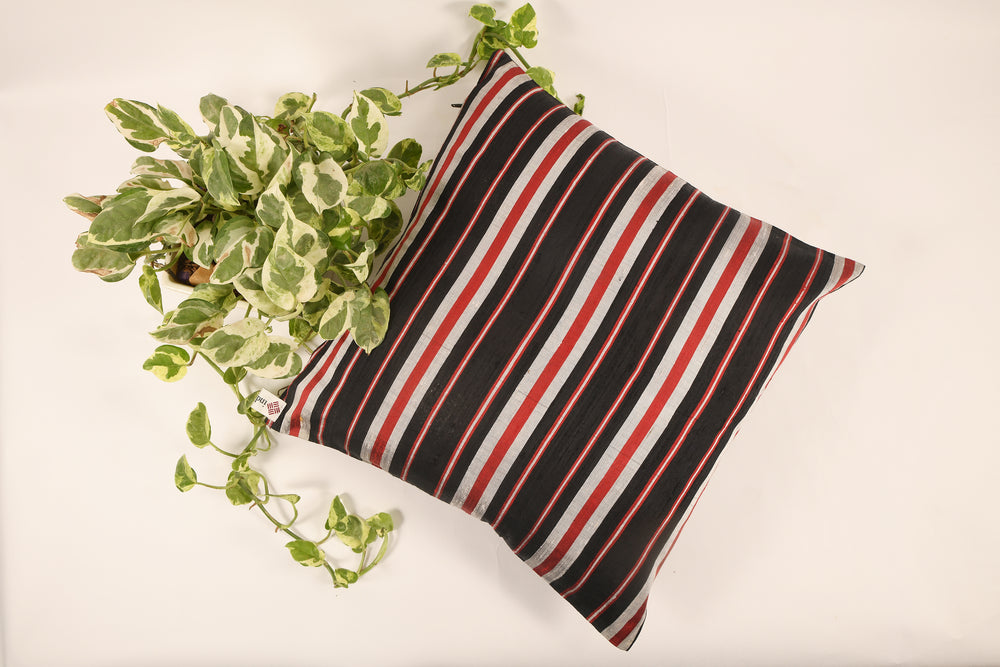 Silk Cushion Cover in Red Stripes - Set of 2