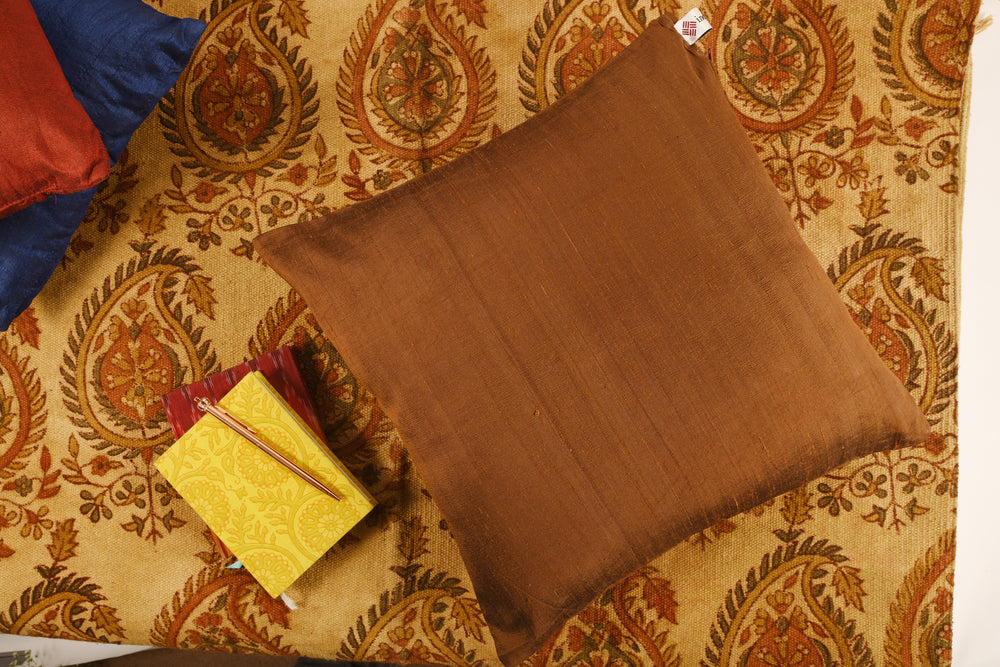 
                
                    Load image into Gallery viewer, Silk Cushion Cover in Brown - Set of 2
                
            