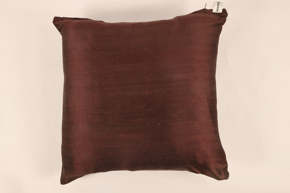 Silk Cushion Cover in Dark Brown - Set of 2