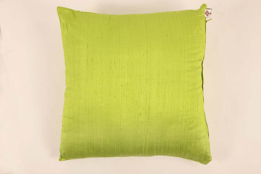 Silk Cushion Cover in Fluorescent Urban Green - Set of 2