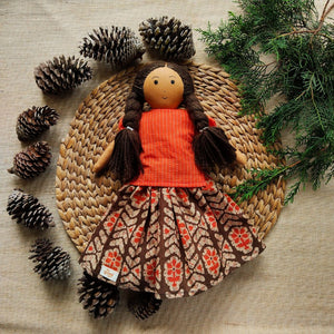 Single Doll - Nilah Classic Orange, Warm, Cotton Fabric Toy