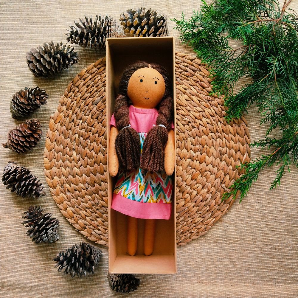 Single Doll - Nilah High Waist Dress - Box, Warm, Cotton Fabric Toy