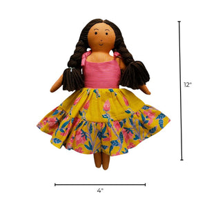 Single Doll - Nilah Tiered Dress - Box, Warm, Cotton Fabric Toy