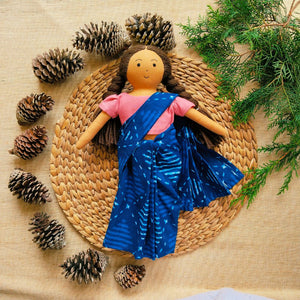 Single Doll - Nilah Saree , Warm, Cotton Fabric Toy