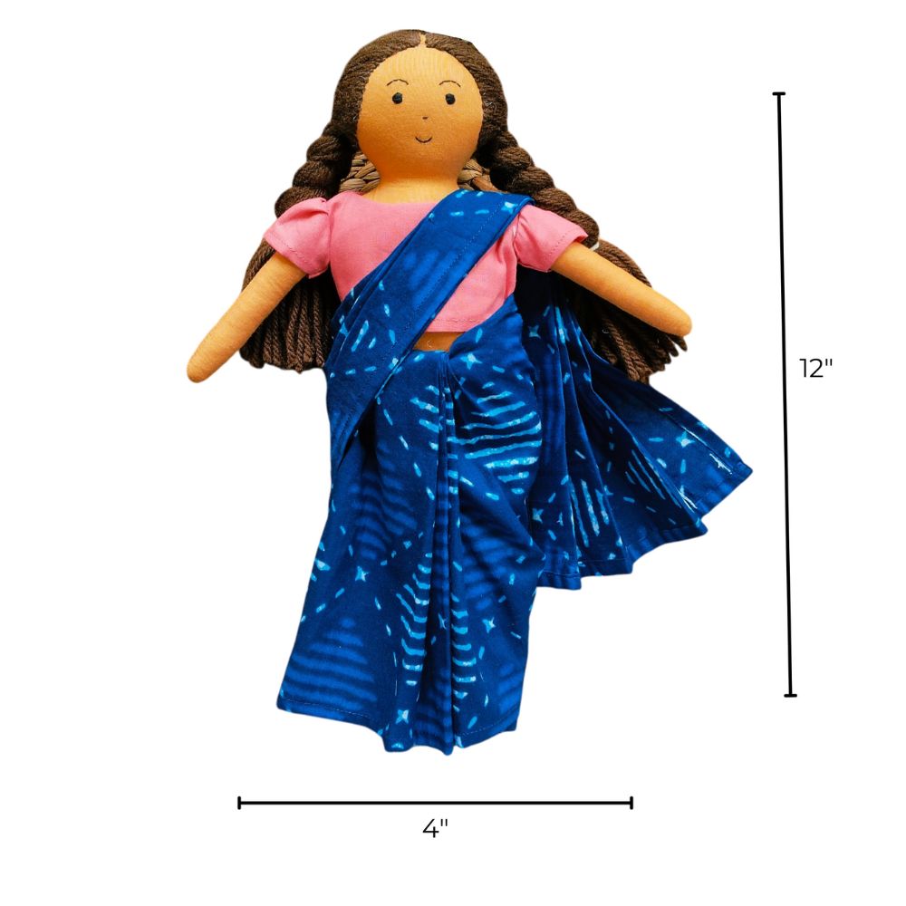 Single Doll - Nilah Saree , Warm, Cotton Fabric Toy