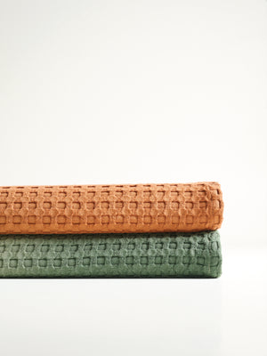 Dip Dye | Cotton Bamboo | Waffle | Bath Towel | Clay Sienna