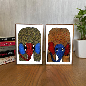 Bookends - Gond Elephants