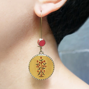 Hoop Earrings  with ceramic bead - Mural, Amer Fort, Jaipur India