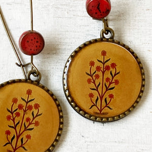 Hoop Earrings  with ceramic bead - Mural, Amer Fort, Jaipur India