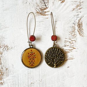 Hoop Earrings  with ceramic bead - Mural, Amer Fort, Jaipur India