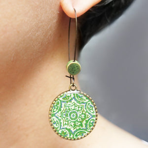 Hoop Earrings  with ceramic bead - Ceramic Tile, Mumbai