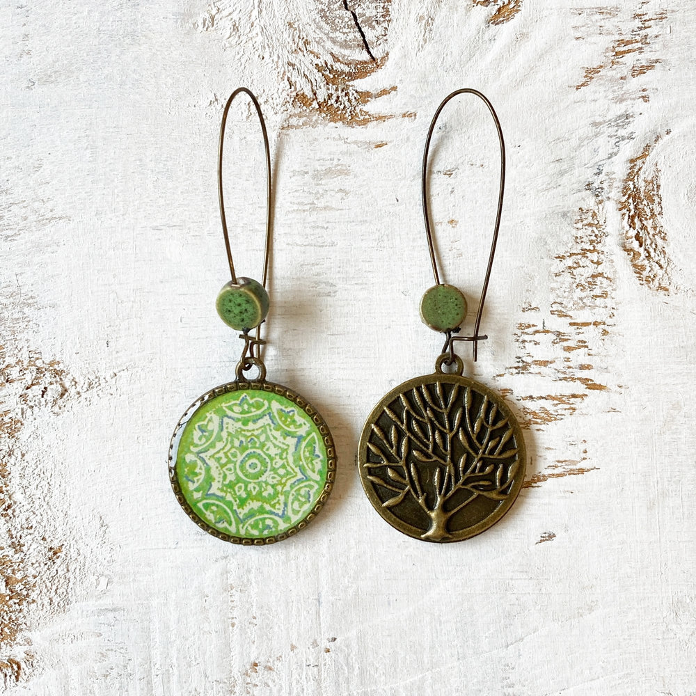 Hoop Earrings  with ceramic bead - Ceramic Tile, Mumbai