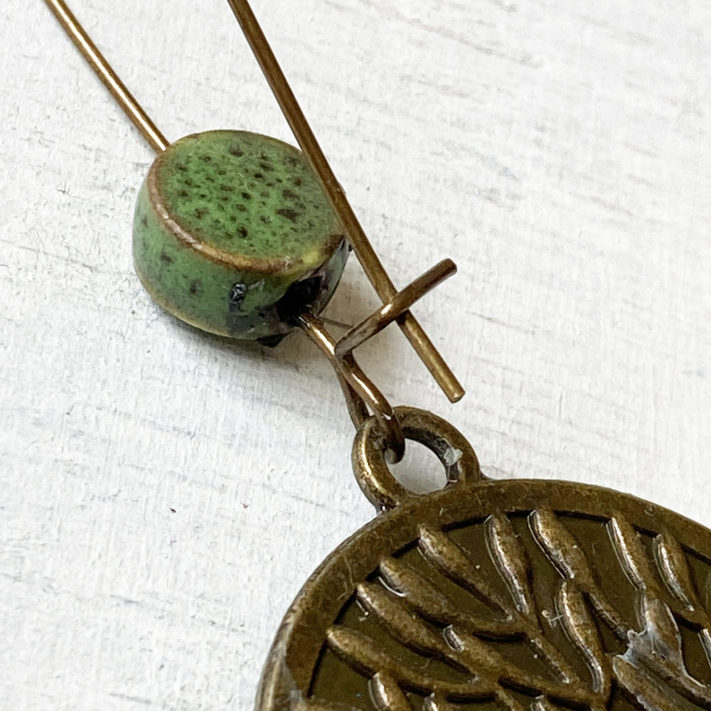 Hoop Earrings  with ceramic bead - Ceramic Tile, Mumbai