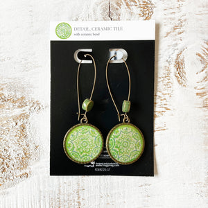 Hoop Earrings  with ceramic bead - Ceramic Tile, Mumbai