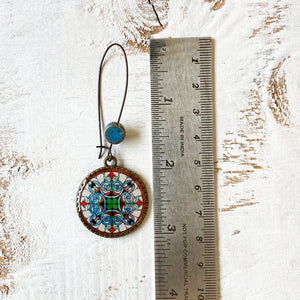 Hoop Earrings  with ceramic bead - CSMT - Mumbai, Stained Glass