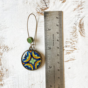 Hoop Earrings  with ceramic bead - CSMT (VT) - Mumbai, Stained Glass