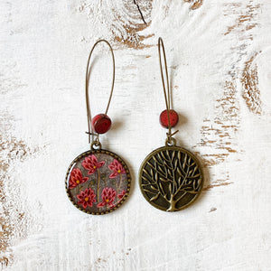 Hoop Earrings  with ceramic bead - Lotus City Palace, Mural