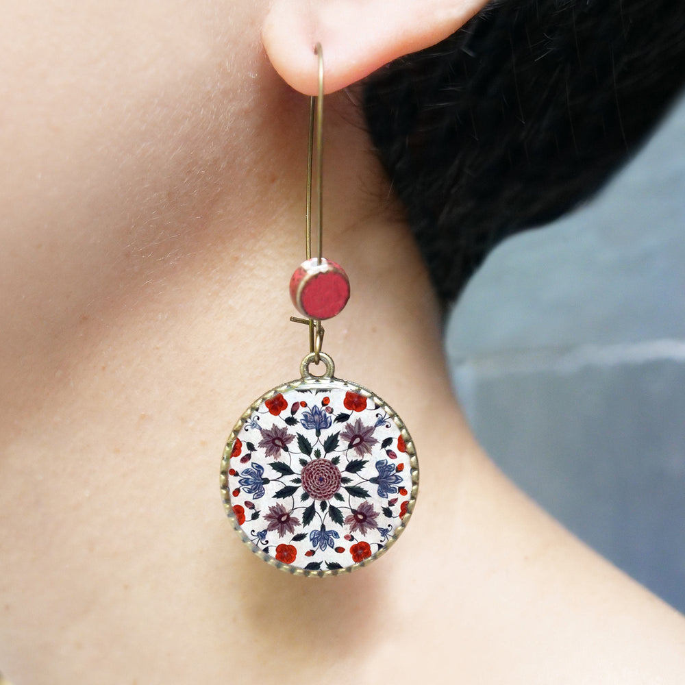 Hoop Earrings  with ceramic bead - Mural, King's Quarters, Amer