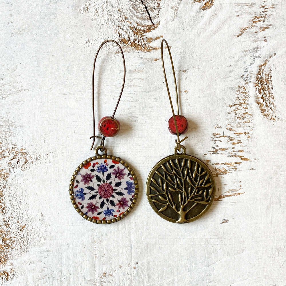 Hoop Earrings  with ceramic bead - Mural, King's Quarters, Amer