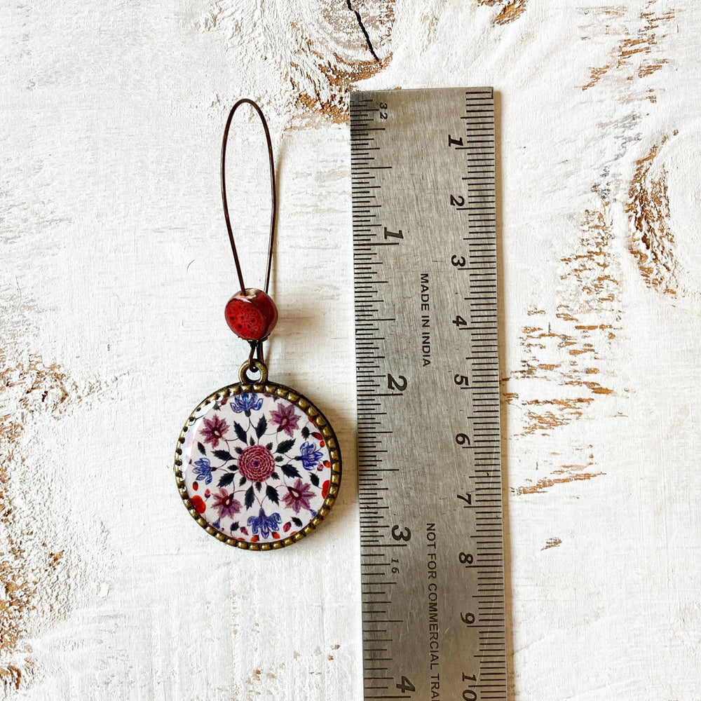 Hoop Earrings  with ceramic bead - Mural, King's Quarters, Amer