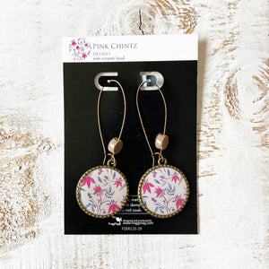 Hoop Earrings with ceramic bead - Pink Chintz