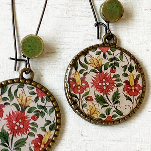 Hoop Earrings  with ceramic bead -  Kaurali Palace, Mural