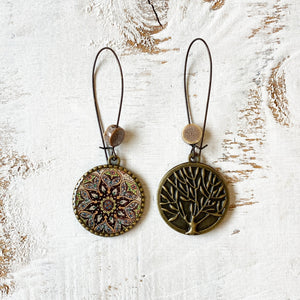 Hoop Earrings  with ceramic bead - Kashmiri- Papier Mâché