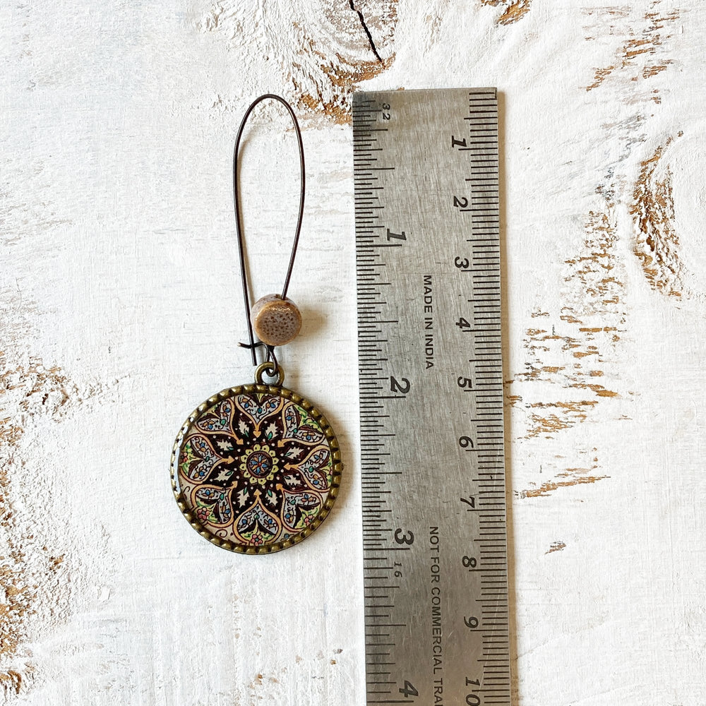 Hoop Earrings  with ceramic bead - Kashmiri- Papier Mâché