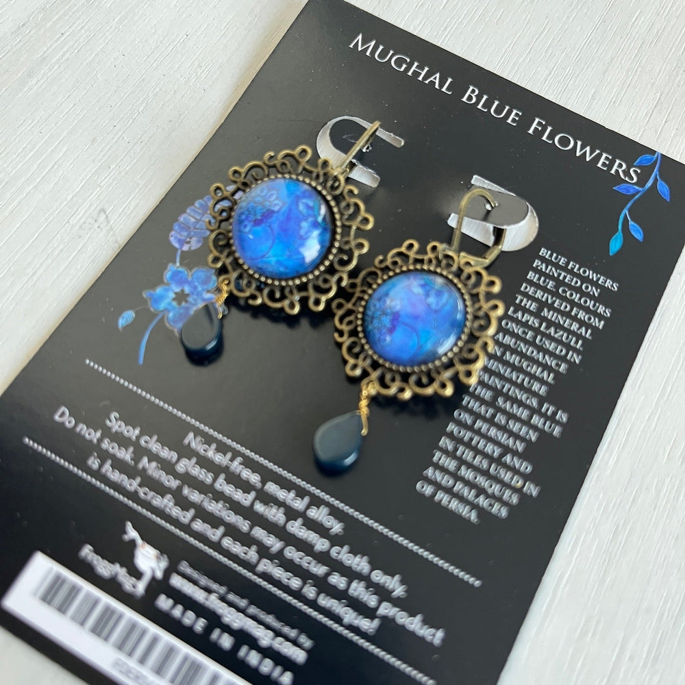 Ornate Dangler - Mughal Blue Flowers