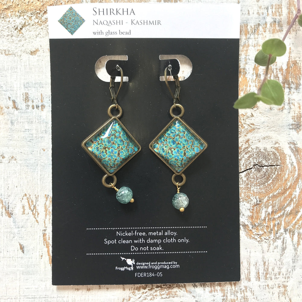 Hanging Earrings with Bead - Shirkha Naqashi Kashmir