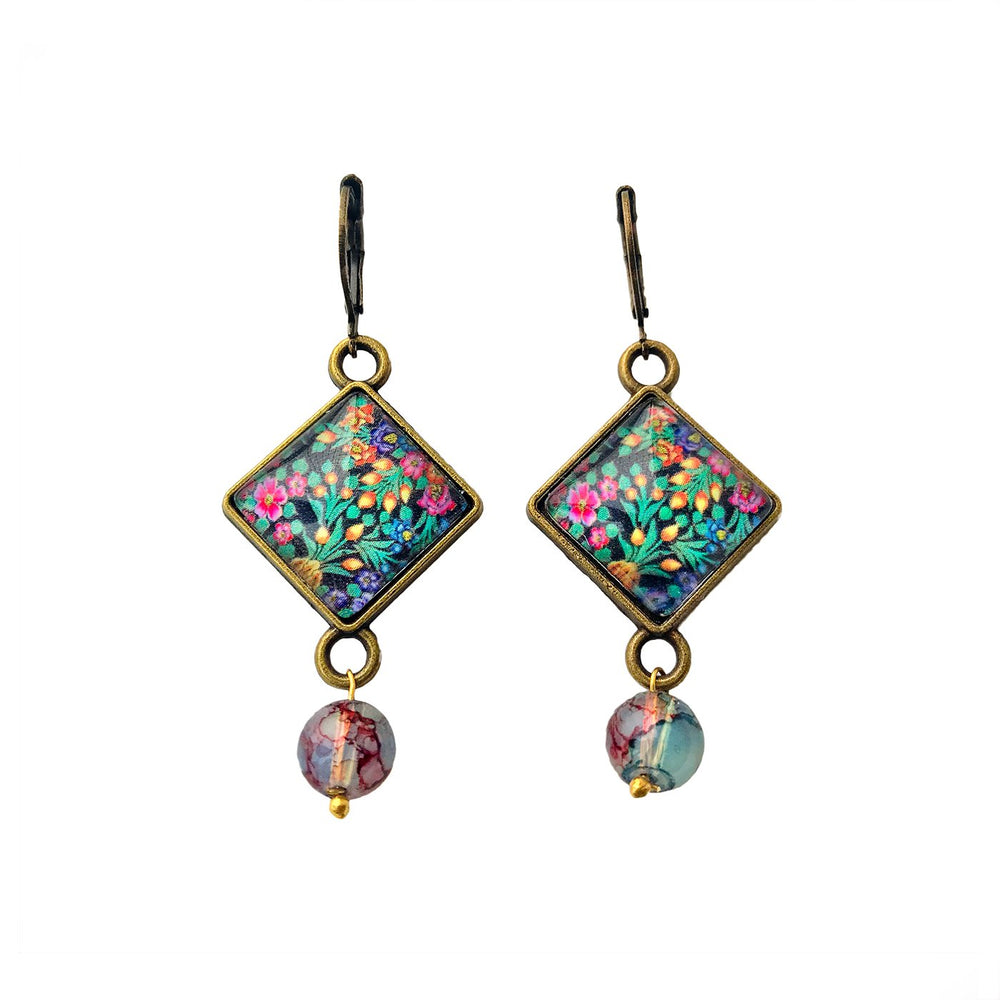 Hanging Earrings with Bead - Hazaara Naqashi Kashmir